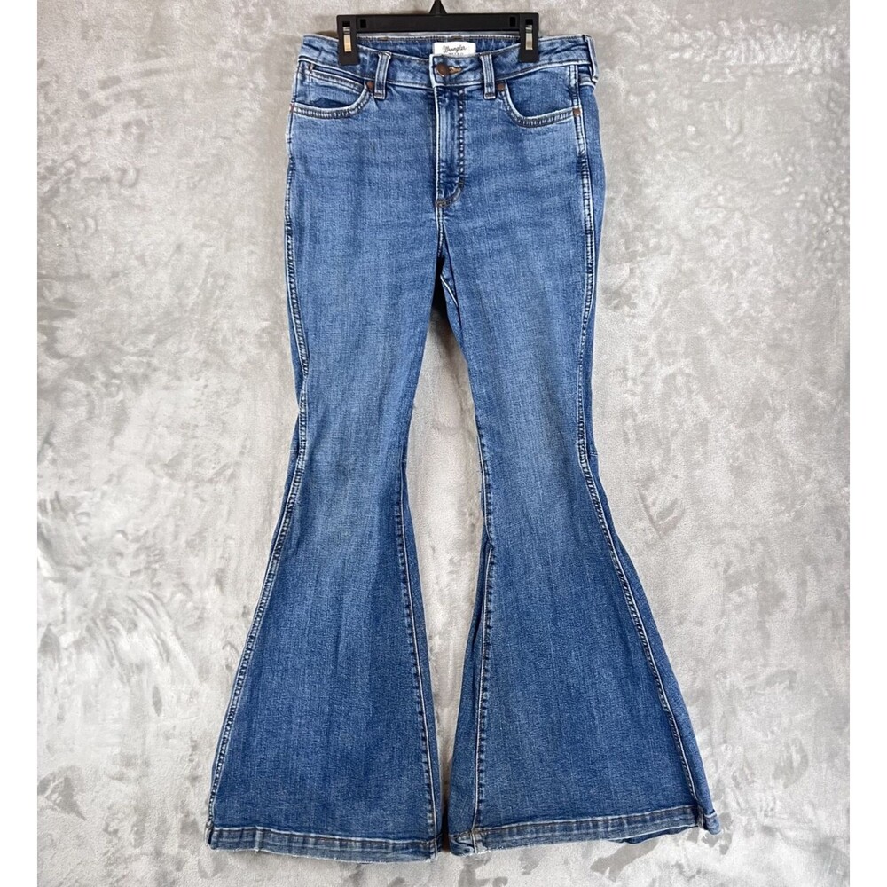 Wrangler Retro Women’s High Rise Flare Jeans 30x32 Medium Wash Western Bell Bott